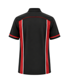 Custom Bowling Alley Staff Shirt – Black Red Sublimated Button-Up Uniform