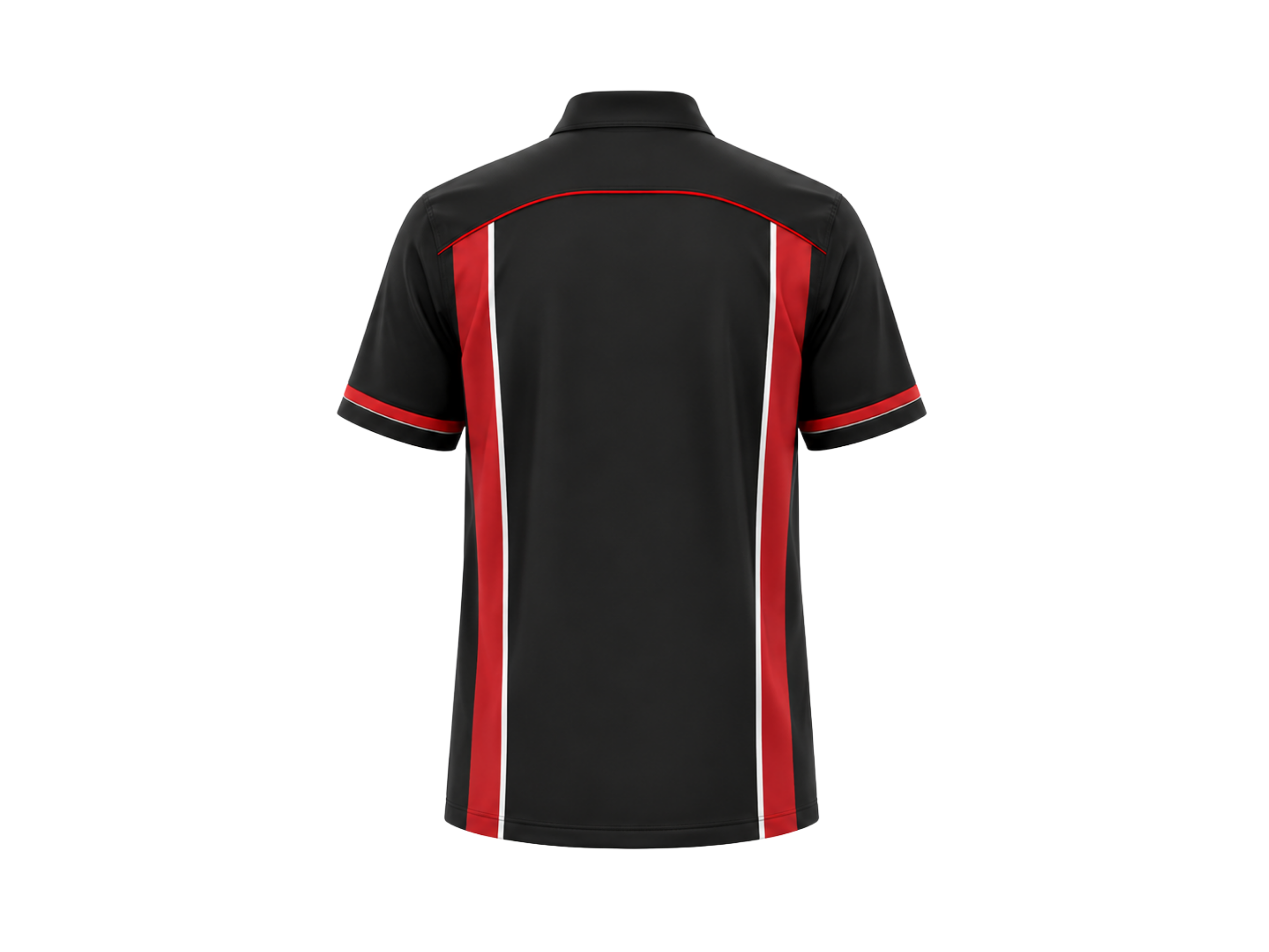 Custom Bowling Alley Staff Shirt – Black Red Sublimated Button-Up Uniform