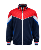 Custom Red Navy Lacrosse Warm-Up Jacket  Wholesale Full-Zip Team Jacket