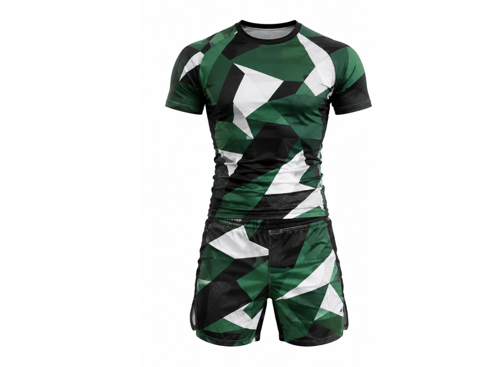 Wholesale Camouflage Combat Uniform Black & Green Team Set B2B Personalized Name & Number front design preview