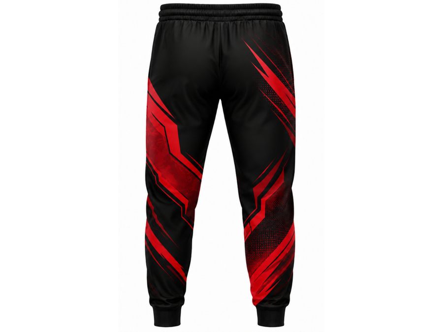 Custom Esports Jogger Pants | Wholesale Gaming Team Joggers | Black Red | Apparels Bridge design preview