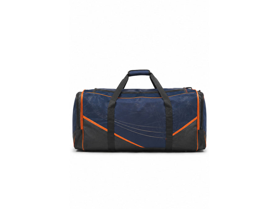Custom Ice Hockey Team Bag – Navy Orange Sublimated Hockey Duffel Bag for Wholesale Orders design preview