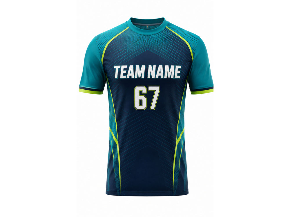 Custom Navy Cricket Shirt – Sublimated Short Sleeve Team Jersey for Wholesale Buyers front design preview