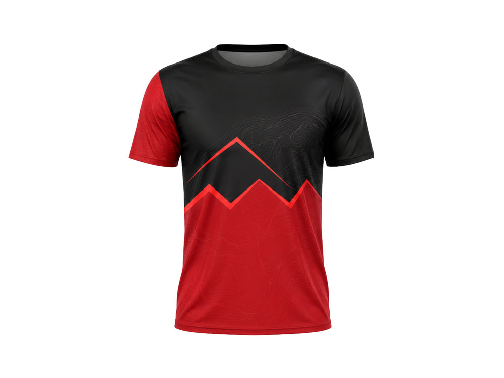 Custom Black Red Climbing Staff Shirt LOW MOQ Wholesale Gym Teamwear front design preview