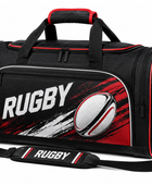Custom Black Red Rugby Duffel Bag | Wholesale Team Travel Bag for Bulk Orders