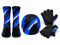 Custom Cycling Socks Helmet and Gloves Set | Wholesale Cycling Team Accessory Bundle | Black Blue White | Apparels Bridge