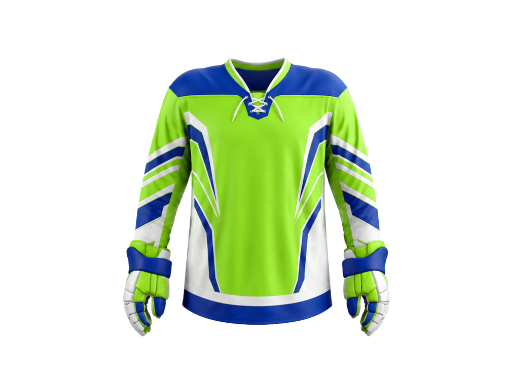 Lime Green Custom Ice Hockey Jersey – Wholesale Bulk Team Kit, Low MOQ, B2B Performance Apparel front design preview