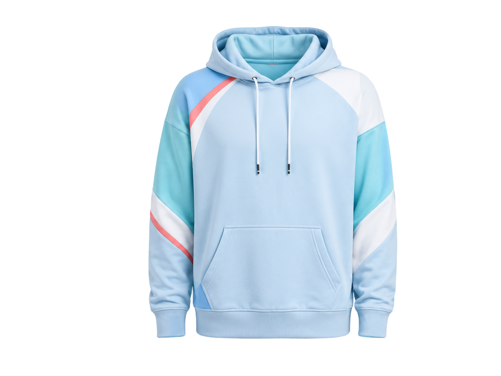 Custom Lacrosse Hoodie – Light Blue Wholesale Team Pullover Hoodie front design preview