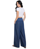 Wholesale Custom Indigo Wide Leg Denim Pants Manufacturer Private Label Palazzo Trousers