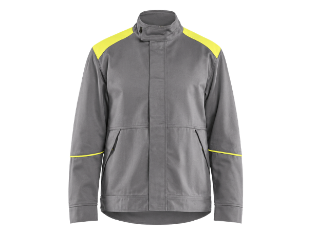 Welding Jacket Grey/Yellow B2B Low MOQ Industrial Workwear Manufacturer front design preview