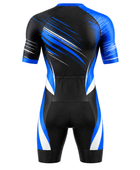 Custom Cycling Skin Suit | Wholesale Aero Race Suit | Black Blue White | Apparels Bridge