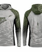 Custom Fishing Sun Hoodie | Wholesale Sun Protection Fishing Shirt | Grey Olive Green | Apparels Bridge