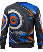 Custom Archery Crewneck Sweatshirt – Blue Black Sublimated Teamwear for Clubs and Wholesale Buyers