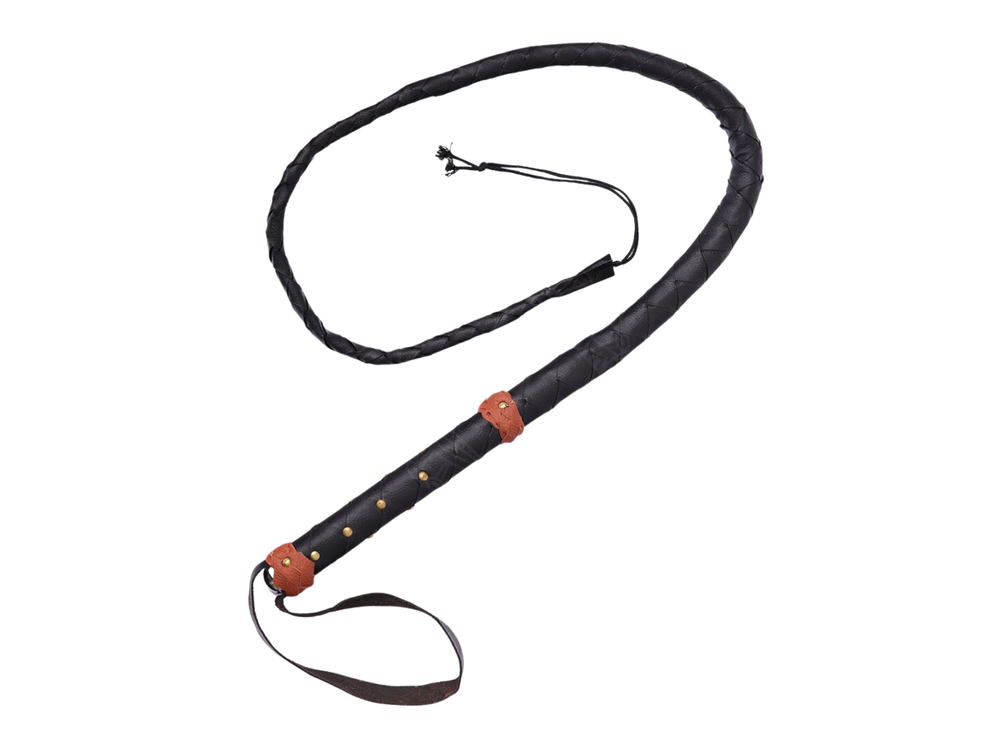 Braided Hunting Leather Whip – Black and Brown | B2B Low MOQ front design preview