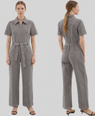 Wholesale Custom Grey Denim Jumpsuit Manufacturer Private Label Zip Front Coverall