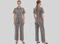 Wholesale Custom Grey Denim Jumpsuit Manufacturer Private Label Zip Front Coverall