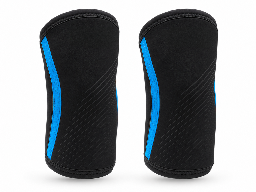 Custom Powerlifting Knee Sleeves | Wholesale Compression Knee Sleeves | Black Blue | Apparels Bridge front design preview