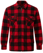 Sherpa Lined Work Shacket B2B Low MOQ Warm Zip Front Layer Red & Black Workwear