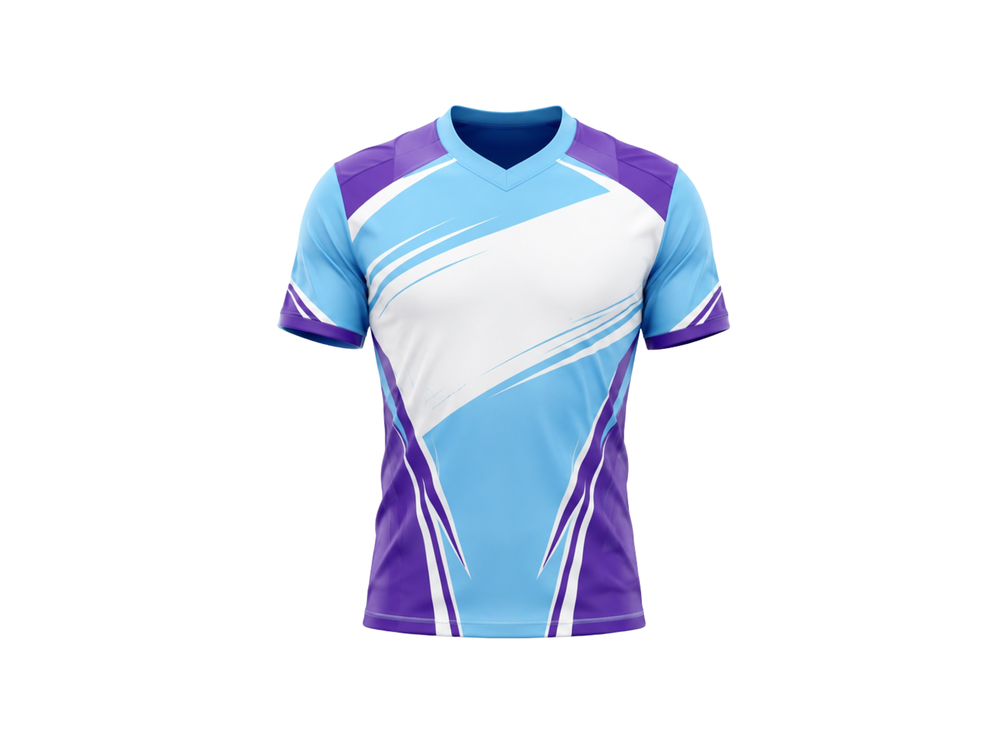 Purple and blue Custom Rugby Jersey – Wholesale Bulk Team Kit, Low MOQ, B2B Performance Apparel front design preview