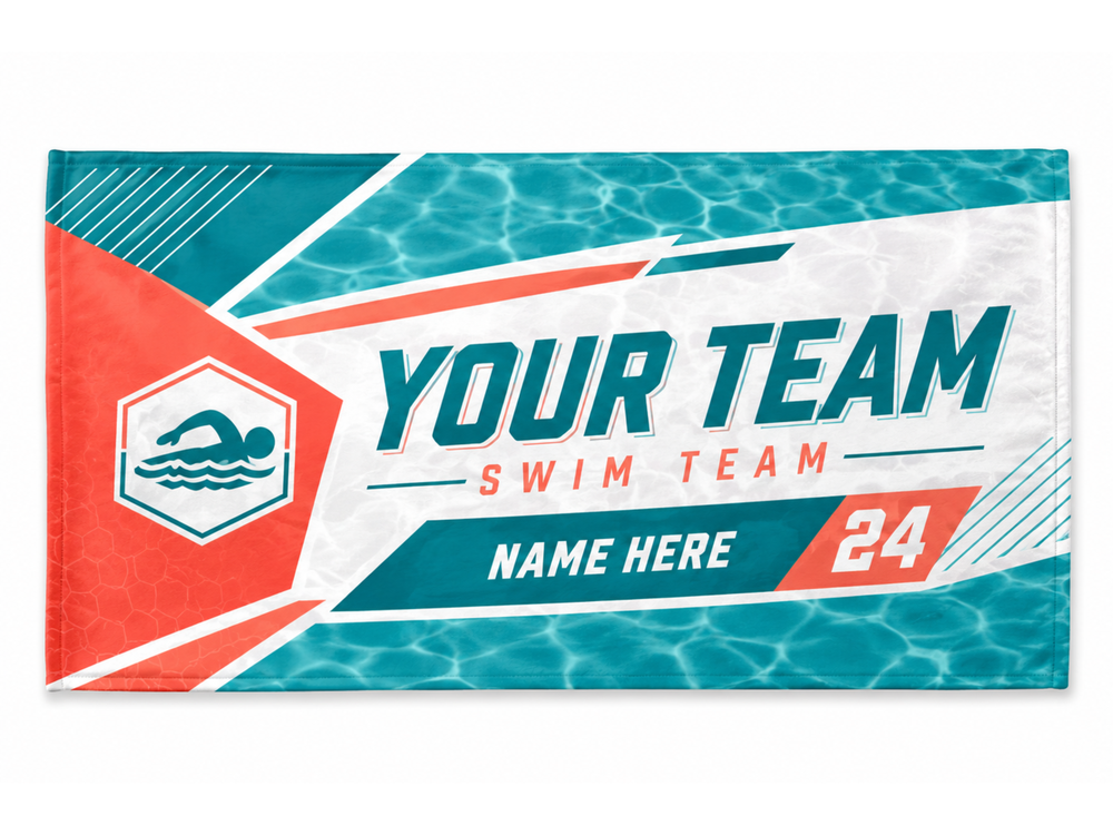 Custom Swim Team Towel – Wholesale Team Towel front design preview