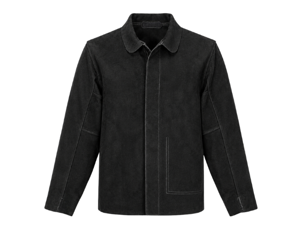 Wholsale Leather Welding Jacket Black B2B Industrial Workwear Manufacturer front design preview