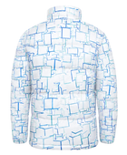 Rectangular Outline-Print Sublimated Puffer Jacket – White, Light Blue and Lavender | B2B Low MOQ