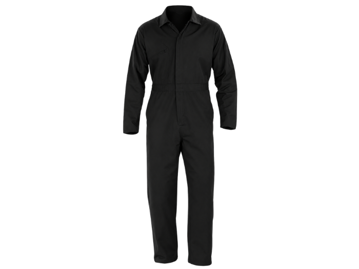 Workshop Coveralls – Low MOQ B2B Mechanic Overalls with Storm Flap in Black front design preview