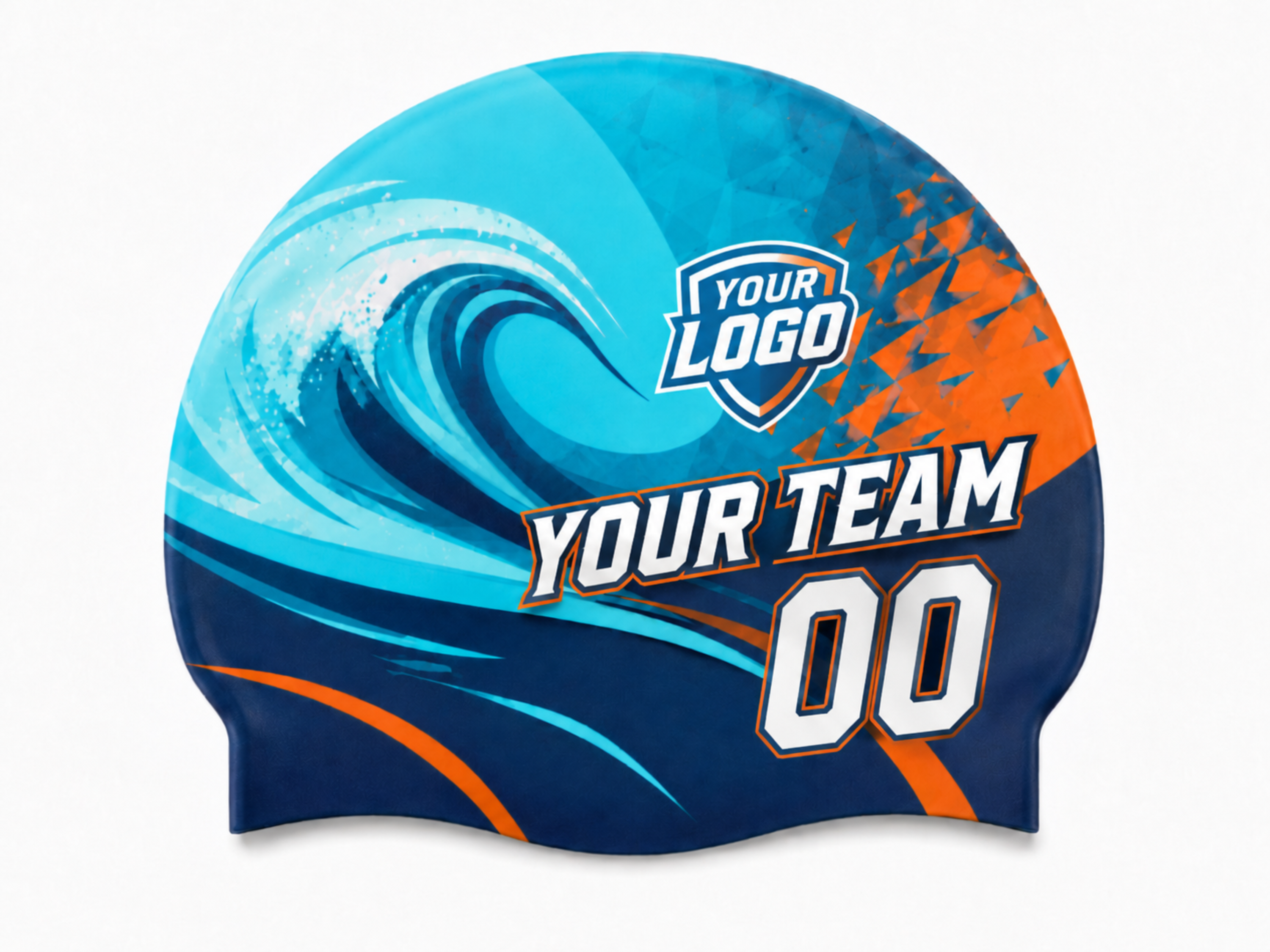 Custom Swim Cap – Turquoise Orange Wholesale Swim Team Cap