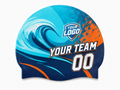Custom Swim Cap – Turquoise Orange Wholesale Swim Team Cap