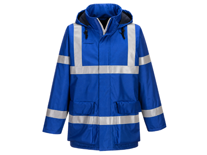 B2B Anti-Static Flame-Resistant Workwear Electrician Jacket Blue Low MOQ front design preview