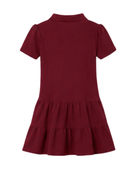 School Short Sleeve Ruffle Piqué Polo Dress Burgundy | B2B Low MOQ Wholesale