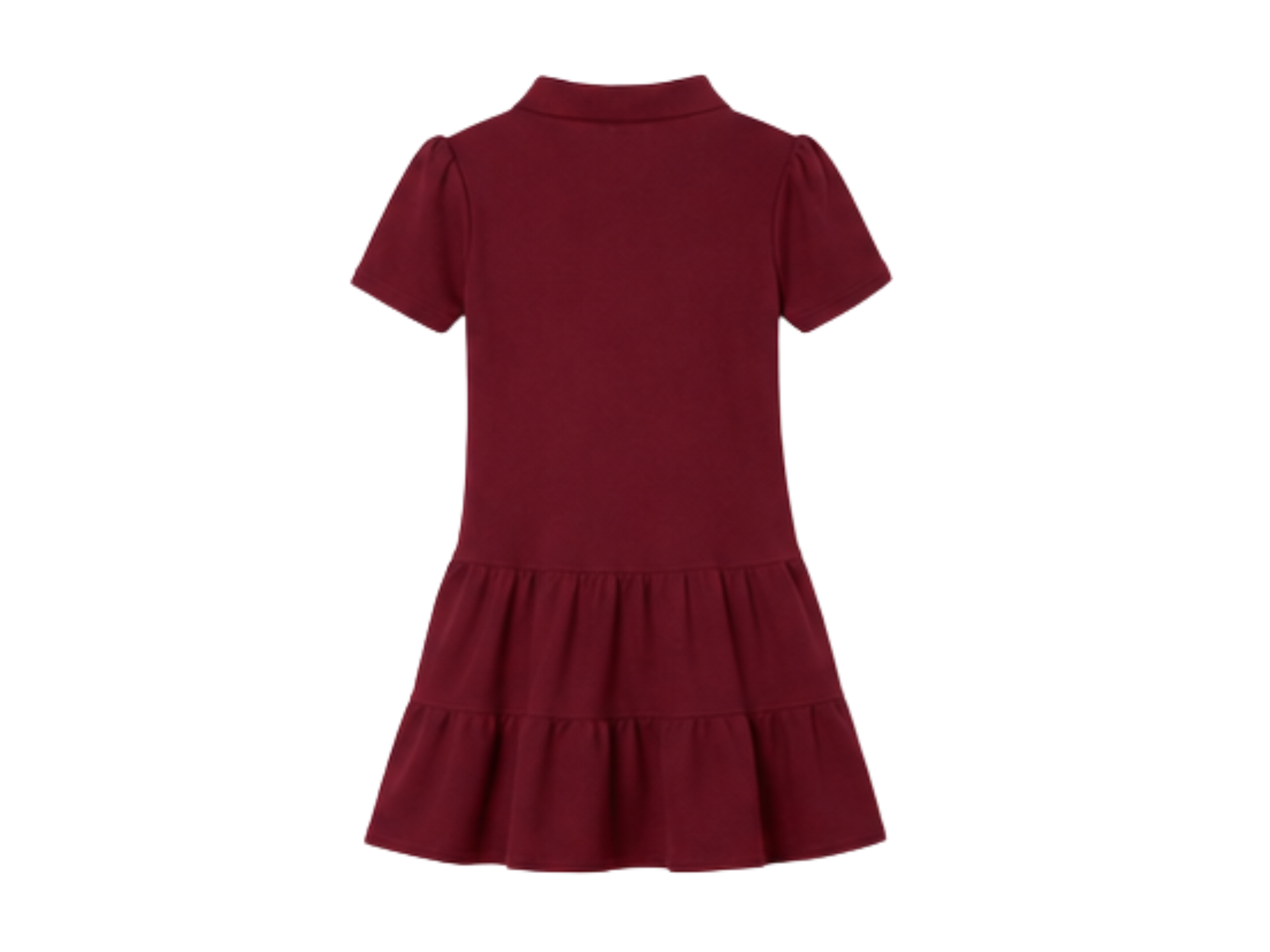 School Short Sleeve Ruffle Piqué Polo Dress Burgundy | B2B Low MOQ Wholesale