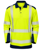 Custom Haulage Long Sleeve Reflective Polo Shirt Fluorescent Yellow/Blue Low MOQ Workwear