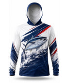 Custom Fishing Hoodie | Wholesale Performance Fishing Hoodie | Navy White Tuna | Apparels Bridge
