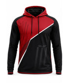 Custom Red Black Cricket Hoodie – Sublimated Team Pullover for Wholesale Buyers