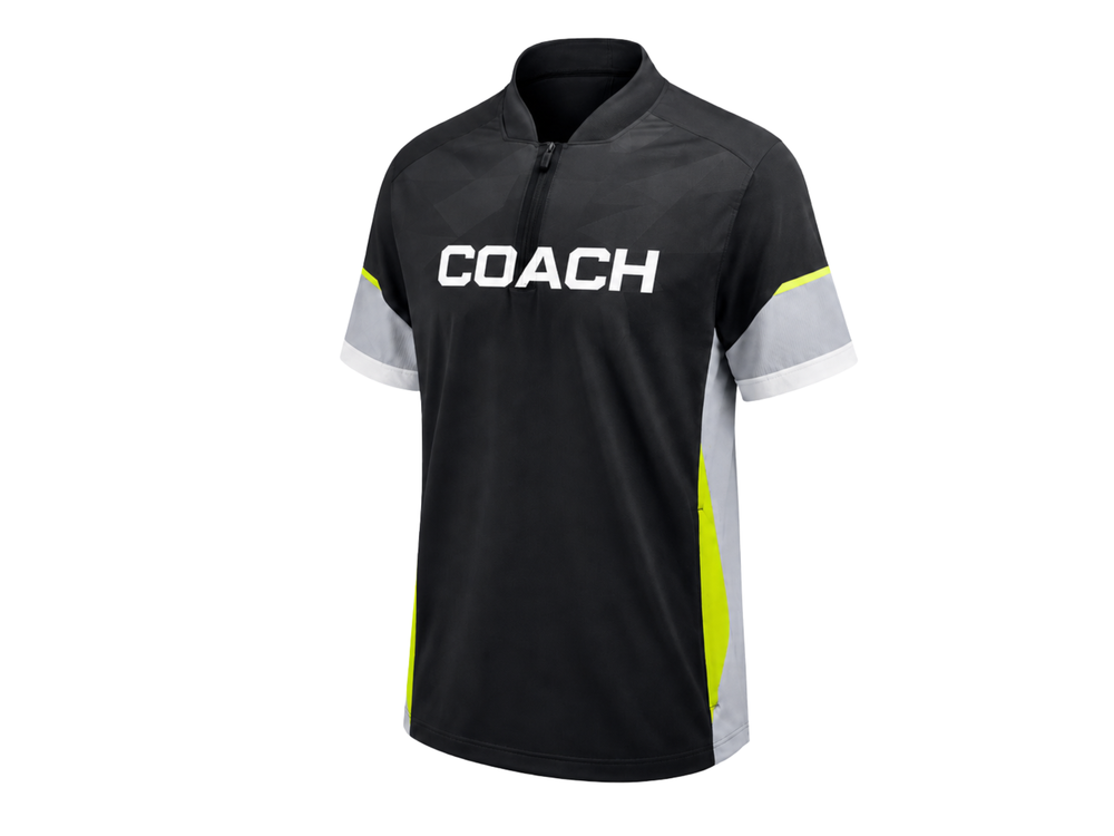 Custom Black Football Coach Jersey – Short Sleeve Soccer Staff Polo front design preview
