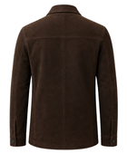 Custom Leather Dark Brown Hunting Shirt Jacket B2B