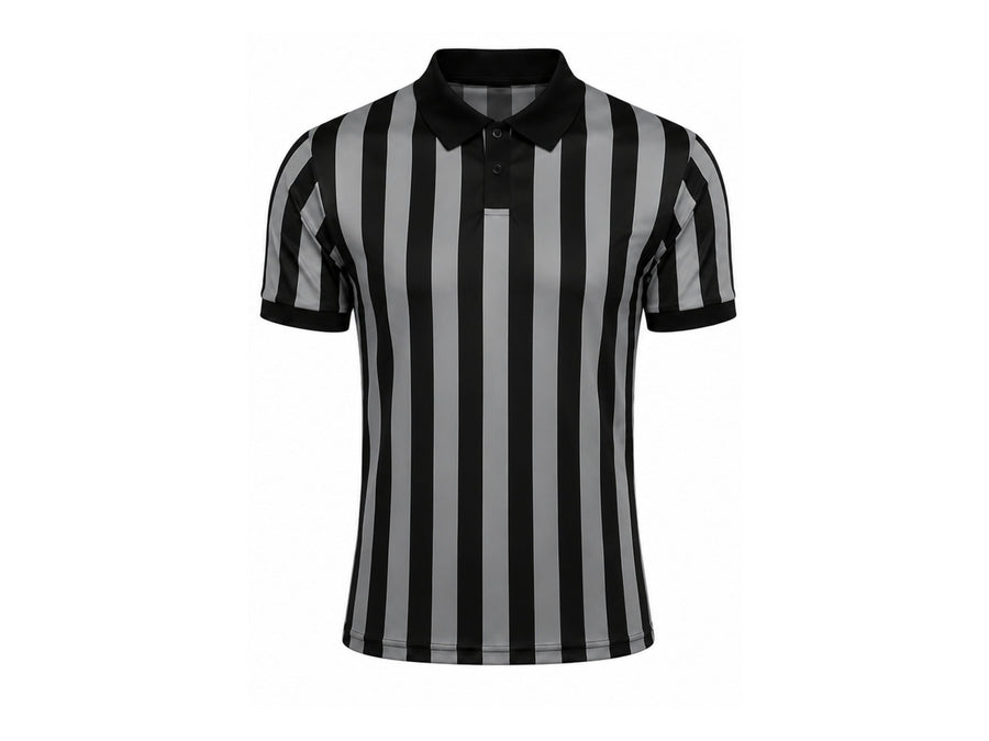 Custom Grey Black Basketball Referee Shirt | Wholesale Polo Officials Uniform design preview