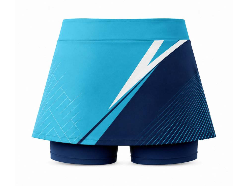 Custom Women’s Padel Skort Cyan Navy Wholesale Teamwear front design preview