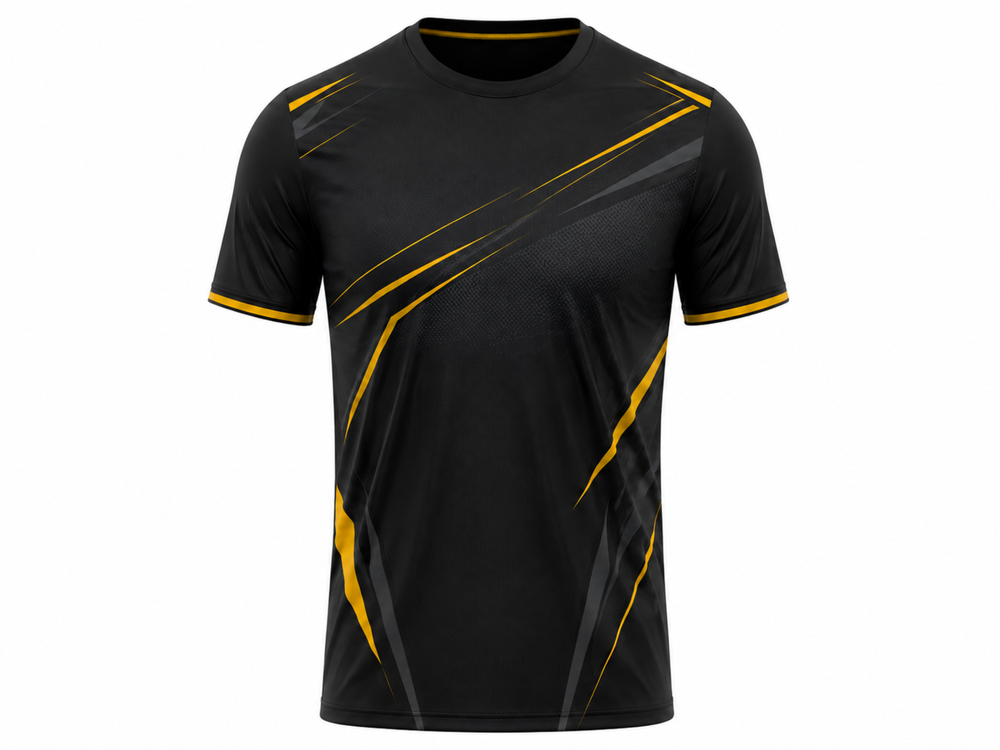 Custom Black Gold Soccer Event Shirt | Wholesale Tournament Team Apparel for Bulk Orders front design preview