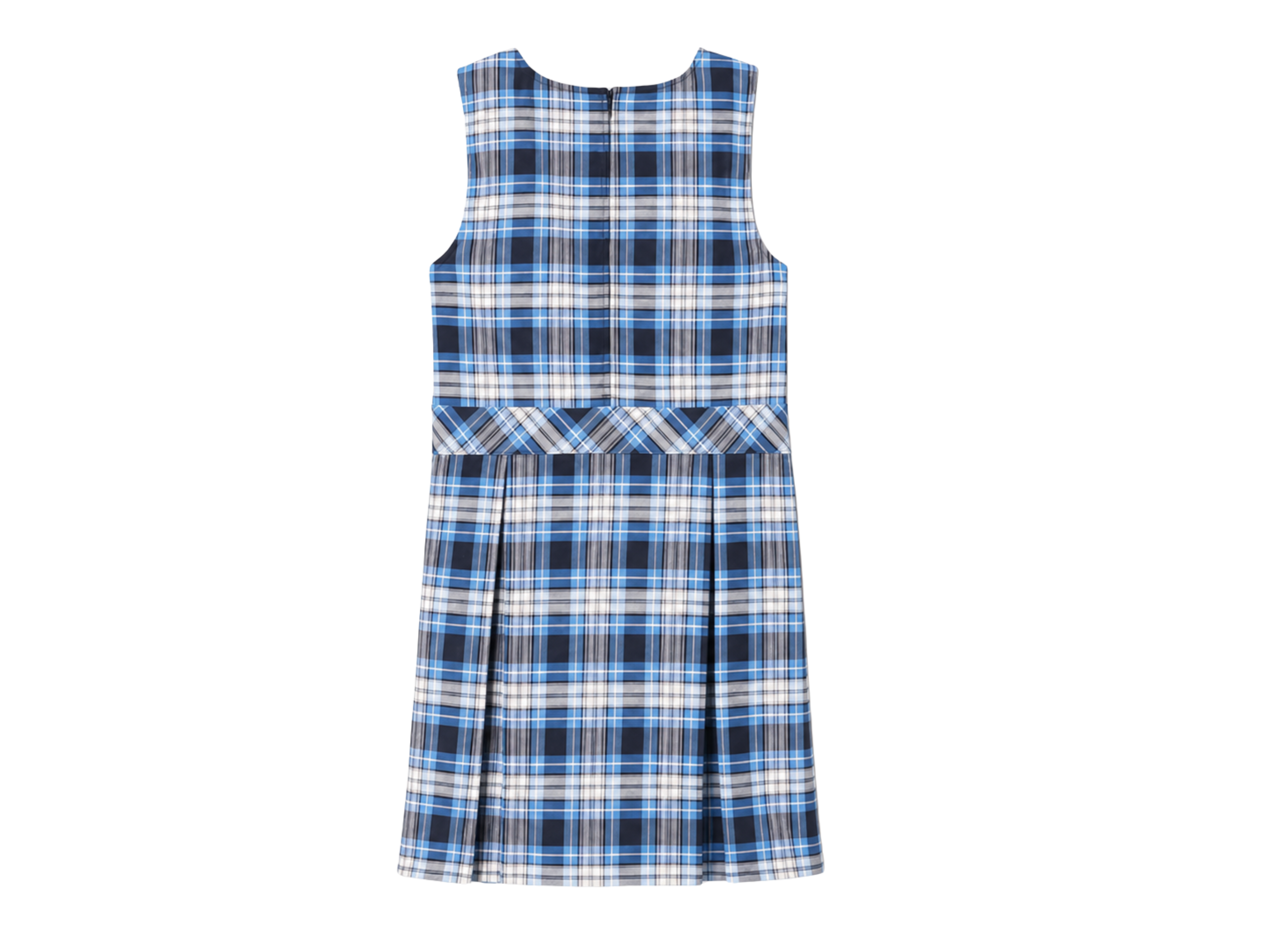 School Plaid Box Pleat Jumper Light Blue Navy White | B2B Low MOQ Wholesale