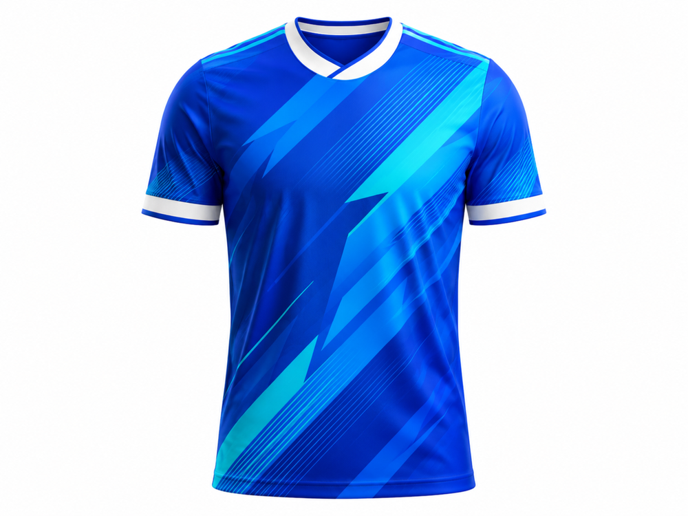 Custom Blue Soccer Fanwear Jersey | Wholesale Team Store Fundraising Shirt front design preview