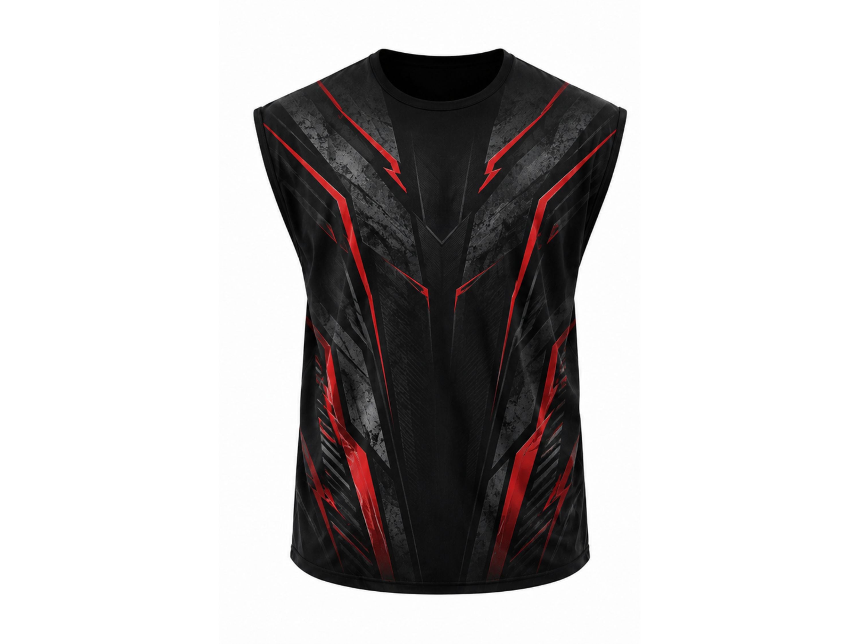 Wholesale Black and Red Powerlifting Jersey Sleeveless – Bulk, Low MOQ, Team Strength Training Top
