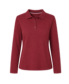 School Long Sleeve Fitted Picot Collar Polo Burgundy | B2B Low MOQ Wholesale