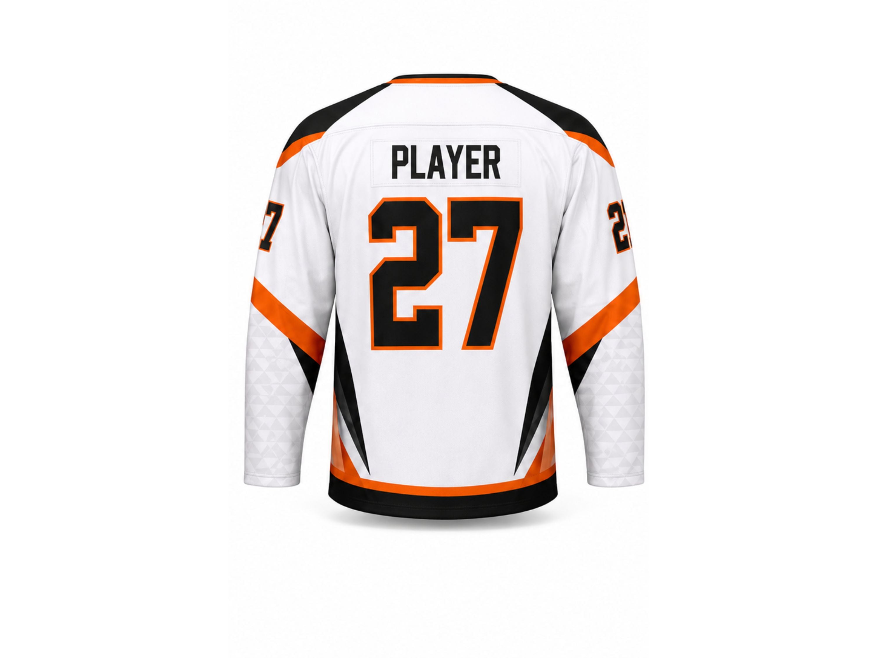 Custom Home Away Ice Hockey Jersey – White Orange Black Sublimated Hockey Team Jersey Wholesale