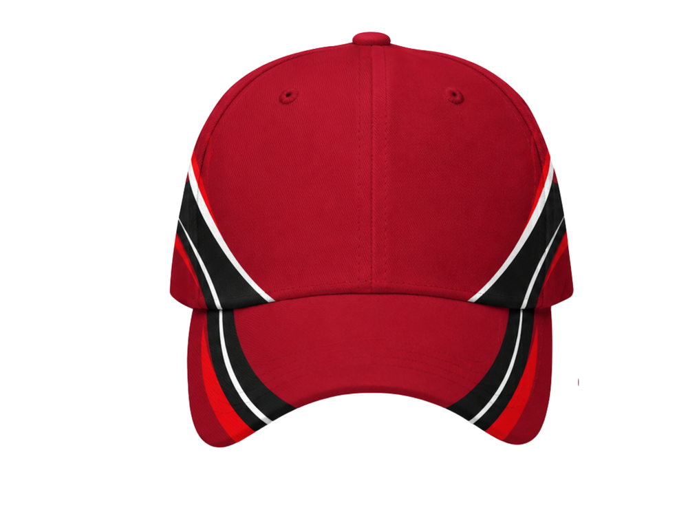 Custom Red Black Disc Golf Cap B2B Wholesale Team Headwear front design preview