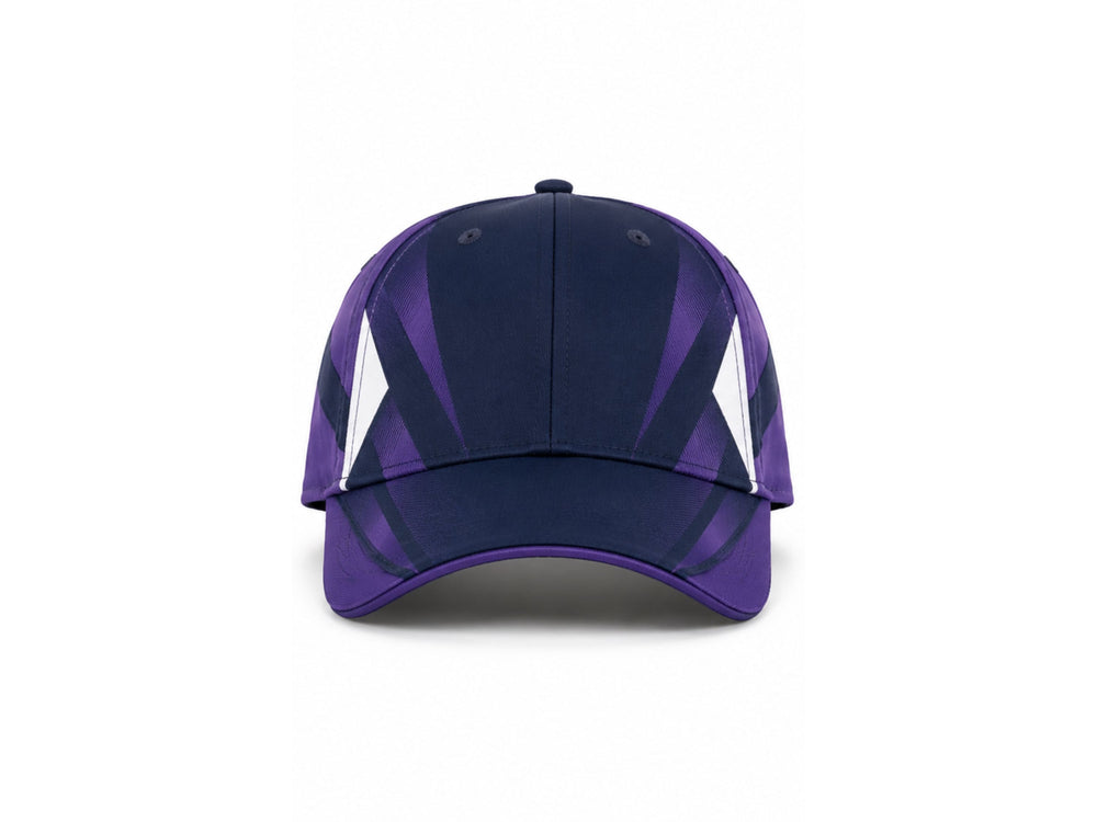 Custom Navy Purple Cricket Cap – Wholesale Team Headwear for Clubs front design preview