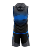 Custom Black Blue 7v7 Football Uniform – Sleeveless Hooded Team Set