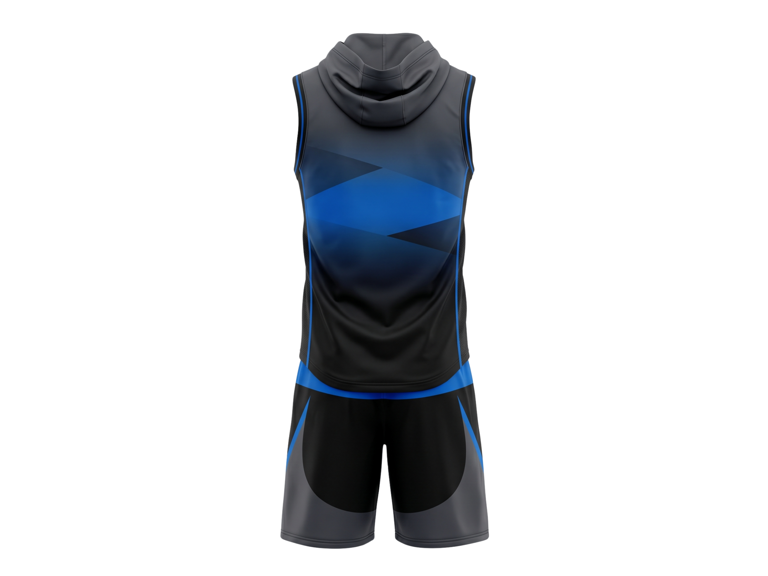 Custom Black Blue 7v7 Football Uniform – Sleeveless Hooded Team Set