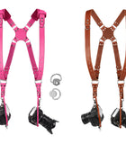 Dual Camera Leather Harness Wholesale | Custom Padded Photographer Strap Private Label Manufacturer